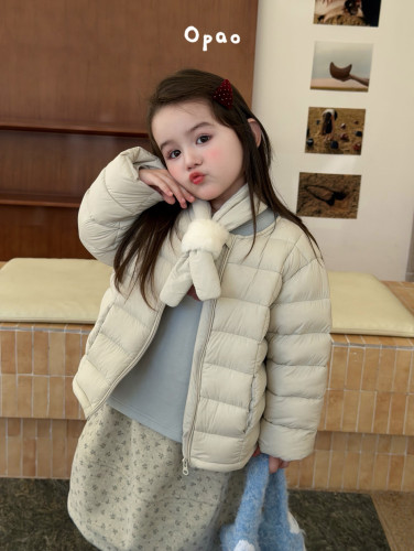女童秋冬韩系轻薄柔软围脖羽绒服