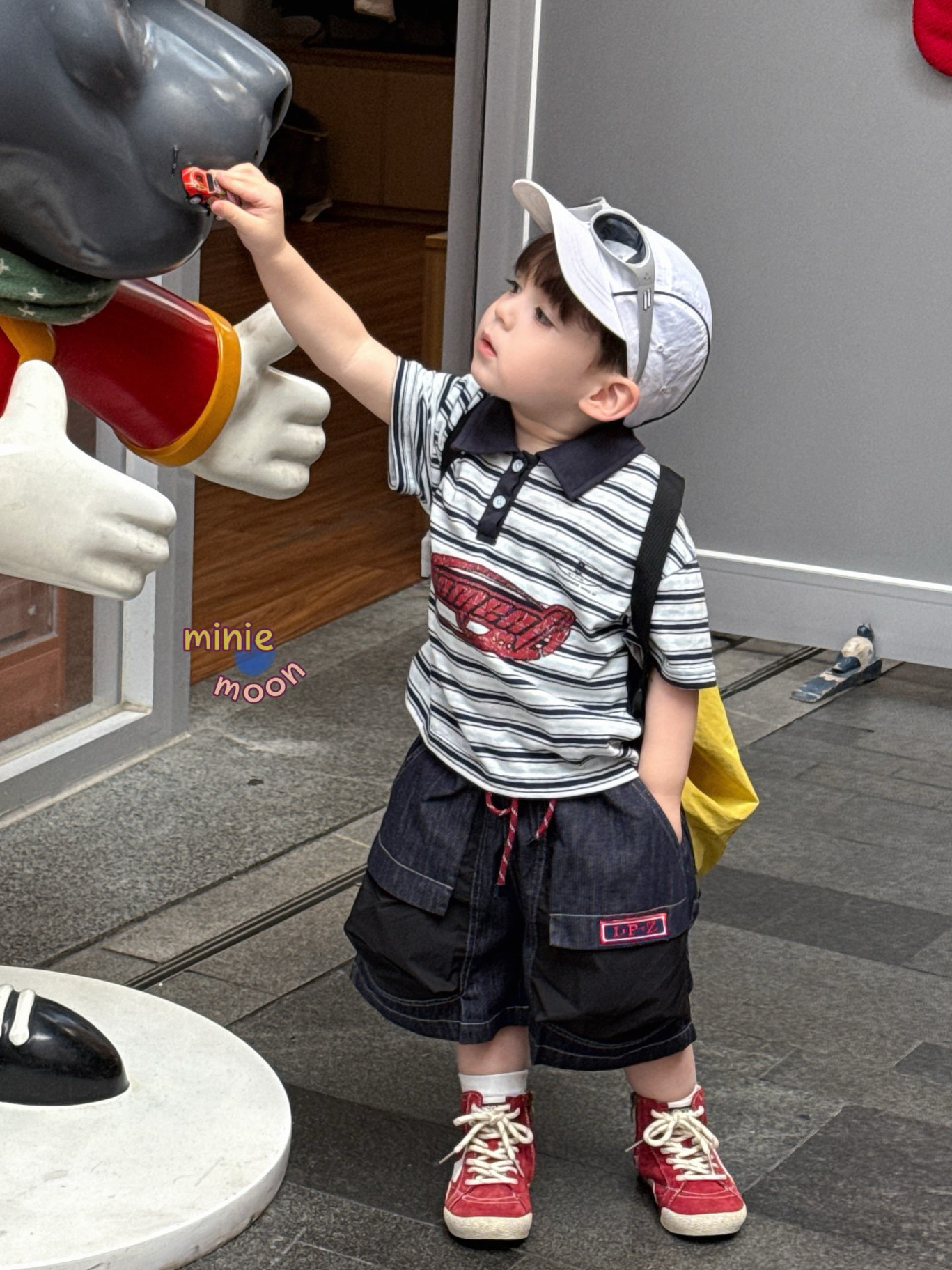 凡妈童装2026夏季新款男童小童韩版口袋拼接牛仔中裤翻领条纹T恤