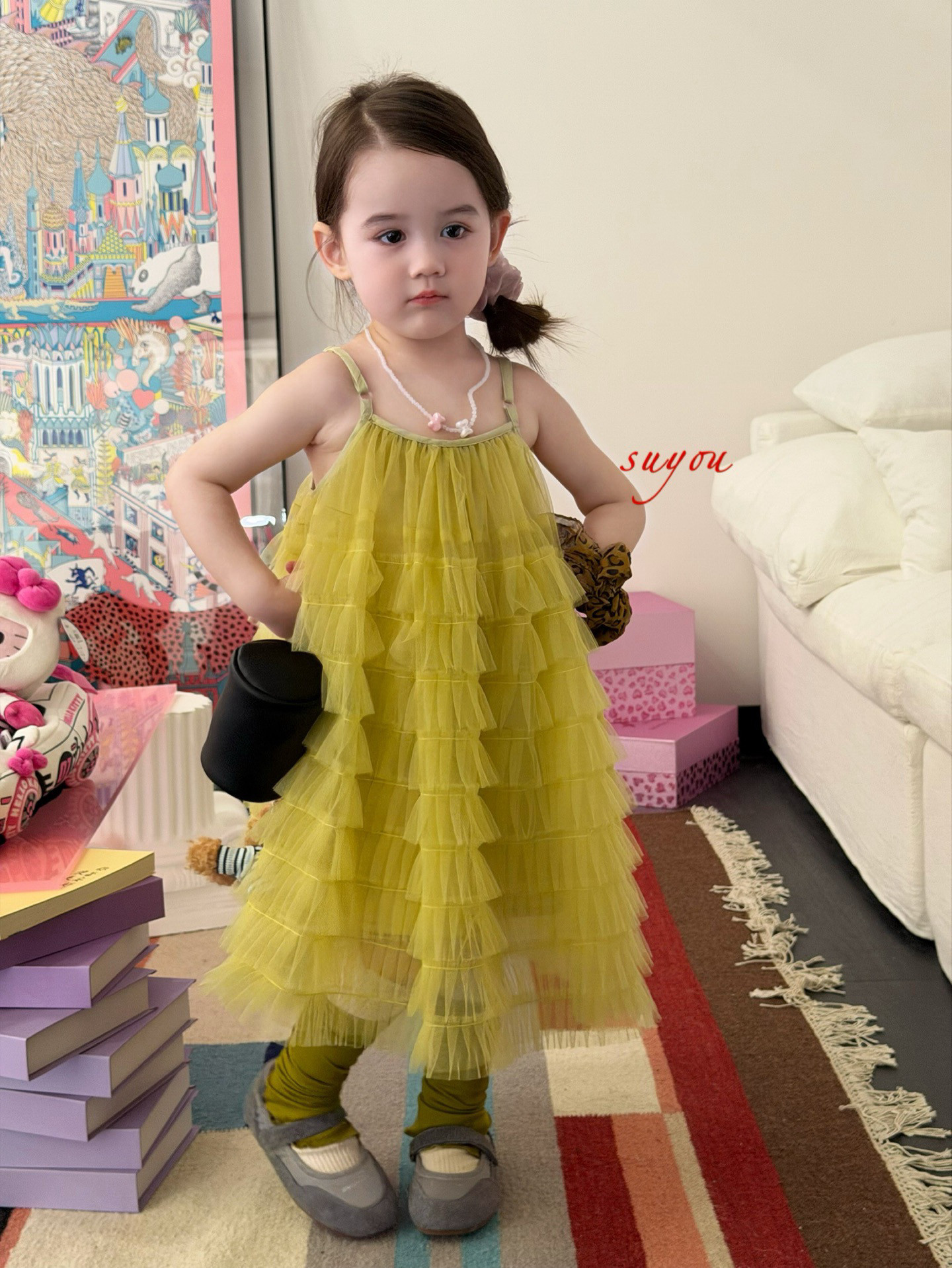 凡妈童装2026夏新款女童小童韩版吊带蓬蓬蛋糕公主纱裙连衣裙洋气