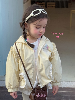 春款女童韩版卡通刺绣连帽外套