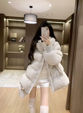 2025新款泡芙芭蕾A字版连帽90白鸭绒羽绒服女冬季显瘦中长款外套