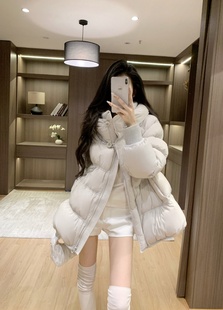 2025新款泡芙芭蕾A字版连帽90白鸭绒羽绒服女冬季显瘦中长款外套