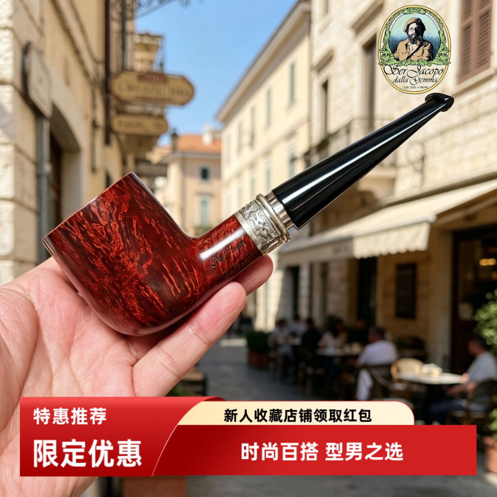 意大利雅克博Ser Jacopo达芬奇Leonardo Da Vince银双壁空腔包邮