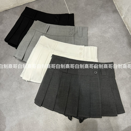 学院风高腰百褶半身裙女显瘦百搭时尚气质减龄A字短裙西装百褶裙