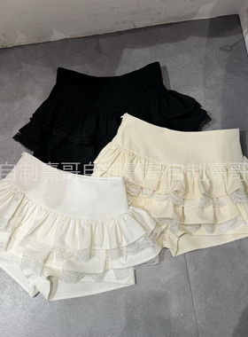 纯欲蕾丝半身裙女装甜美裙子显瘦高腰蓬蓬裙小个子A字短裙蛋糕裙