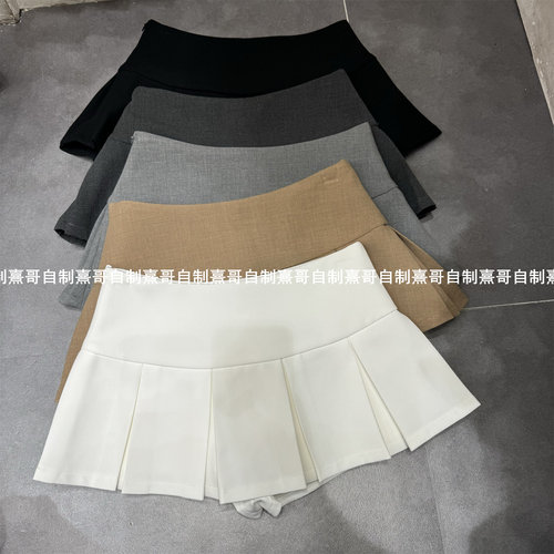 夏季新款辣妹高腰百褶裙女垂感百搭西装包臀裙a字短裙防走光裙裤