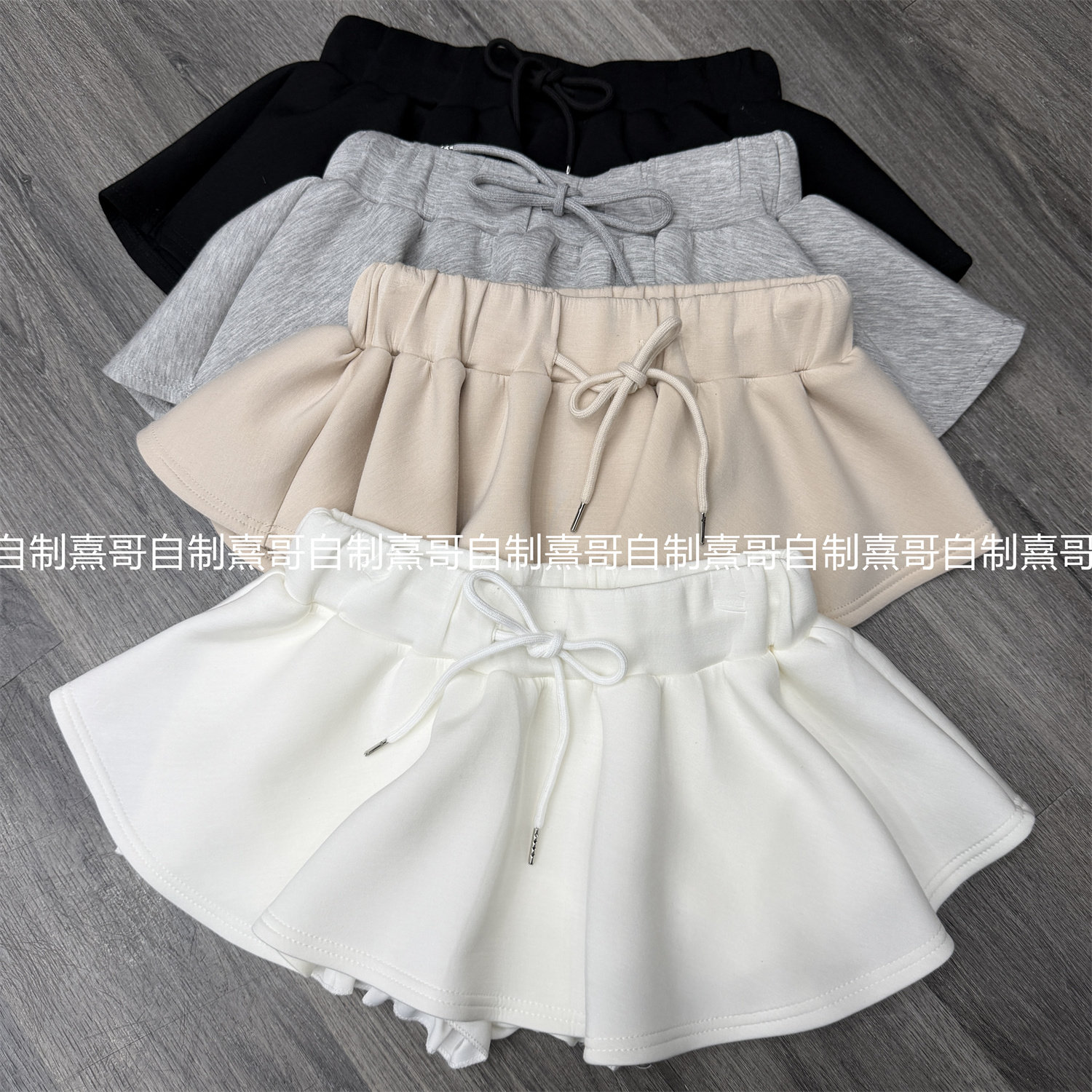 抽绳绑带纯色荷叶边蓬蓬半身裙女士夏季新款韩版百搭通勤a字短裙