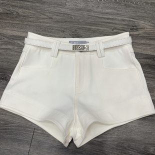 高腰西装白色短裤女秋季打底外穿配白色皮带显瘦热裤阔腿裤休闲裤