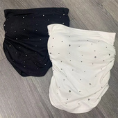 直播辣妹性感抹胸新款 小衫 烫钻紧身上衣网红时尚 夜店减龄纯色修身