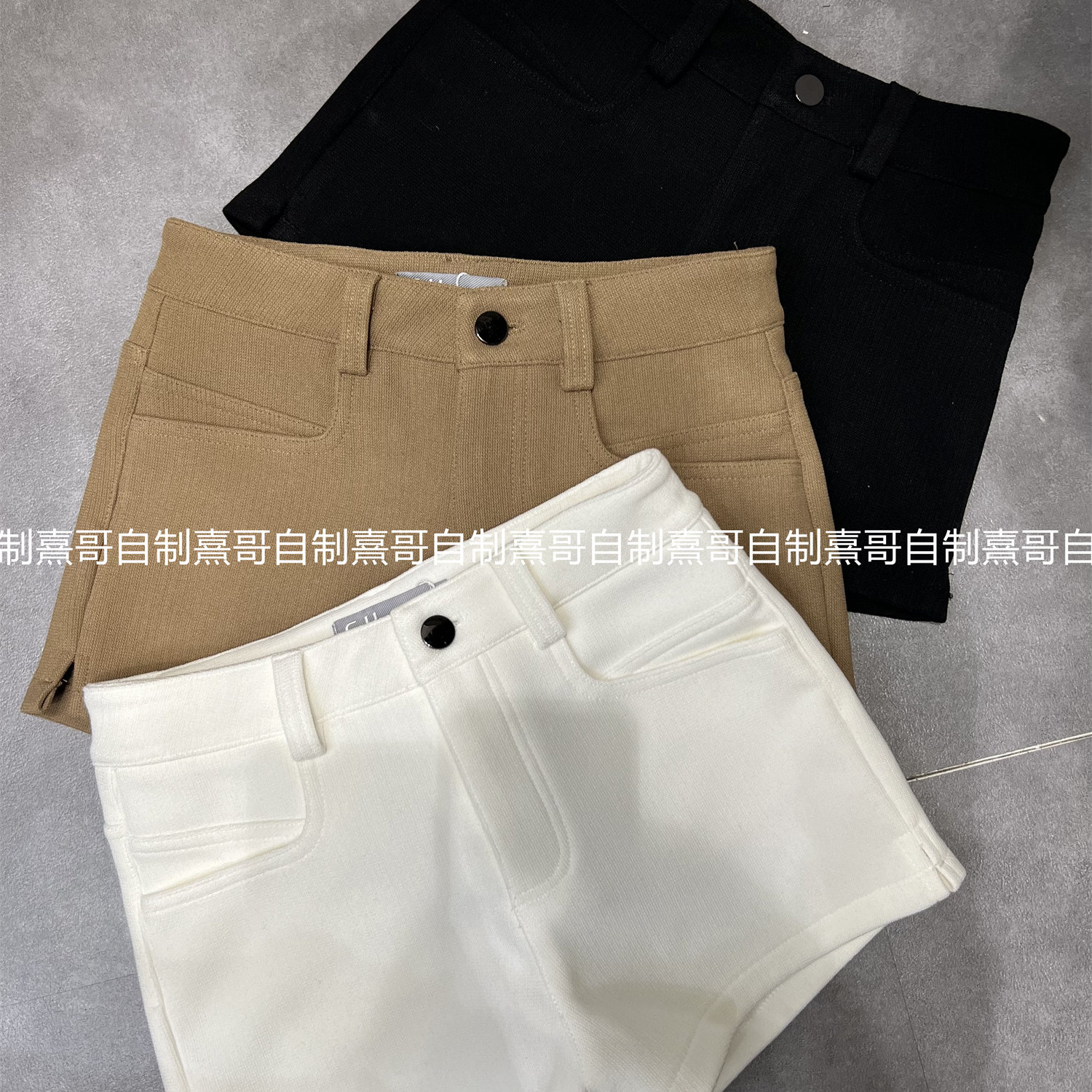 韩版复古简约直筒短裤女冬季新款时尚通勤百搭小个子a字阔腿热裤