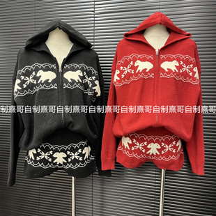 两件套女 时尚 软糯连帽提花毛衣外套宽松休闲针织短裤 2026秋冬新款