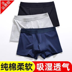 纯棉男士内裤大码平角裤四角裤2026新款短裤透气宽松裤头男生裤衩