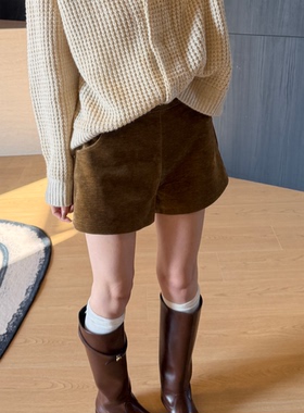 MILD OATH【摩卡胶片】美式复古A字高腰短裤秋冬外穿