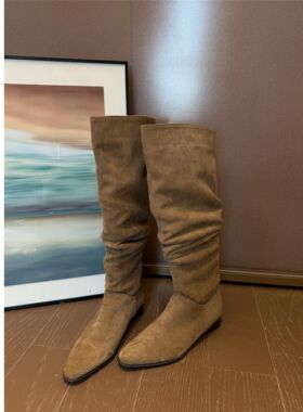 【MILD OATH】秋冬季复古显瘦粗跟绒面过膝靴堆堆长靴