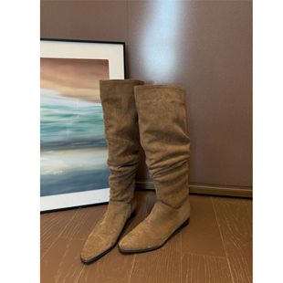 秋冬季 OATH 复古显瘦粗跟绒面过膝靴堆堆长靴 MILD