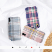 日韩秋冬超温柔iPhonexsmax格子布手机壳苹果7 ip11p保护套