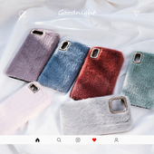 冬季 暖手海马毛iphone11pro长毛绒手机壳苹果8p xsmax保护套软