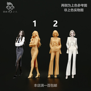 64高冷女神微缩模型1 43树脂白模场景微拍小人偶A479 海叔