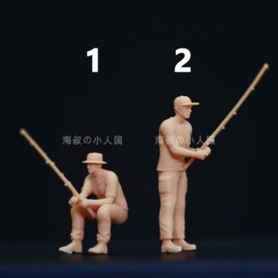 L303钓鱼垂钓人物1:64人偶模型1:43手办1:87微缩沙盘树脂小人