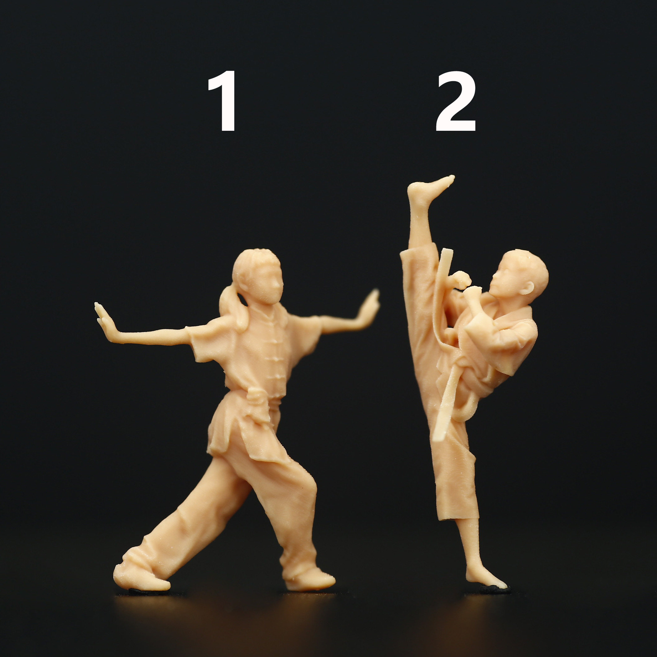 a168跆拳道武术小孩1:64微缩人偶模型1:43白模沙盘人偶场景摆件