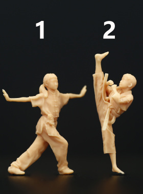 A168跆拳道武术小孩1:64微缩人偶模型1:43白模沙盘人偶场景摆件