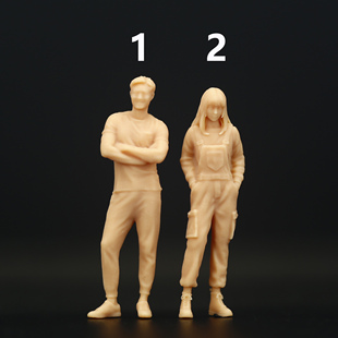 A188对面的女孩看过来1:64微缩人偶树脂模型1:43微拍沙盘场景摆件