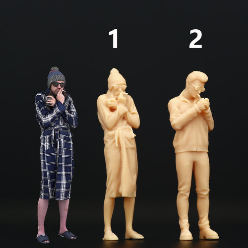 抽烟男164模型手办143微缩白模