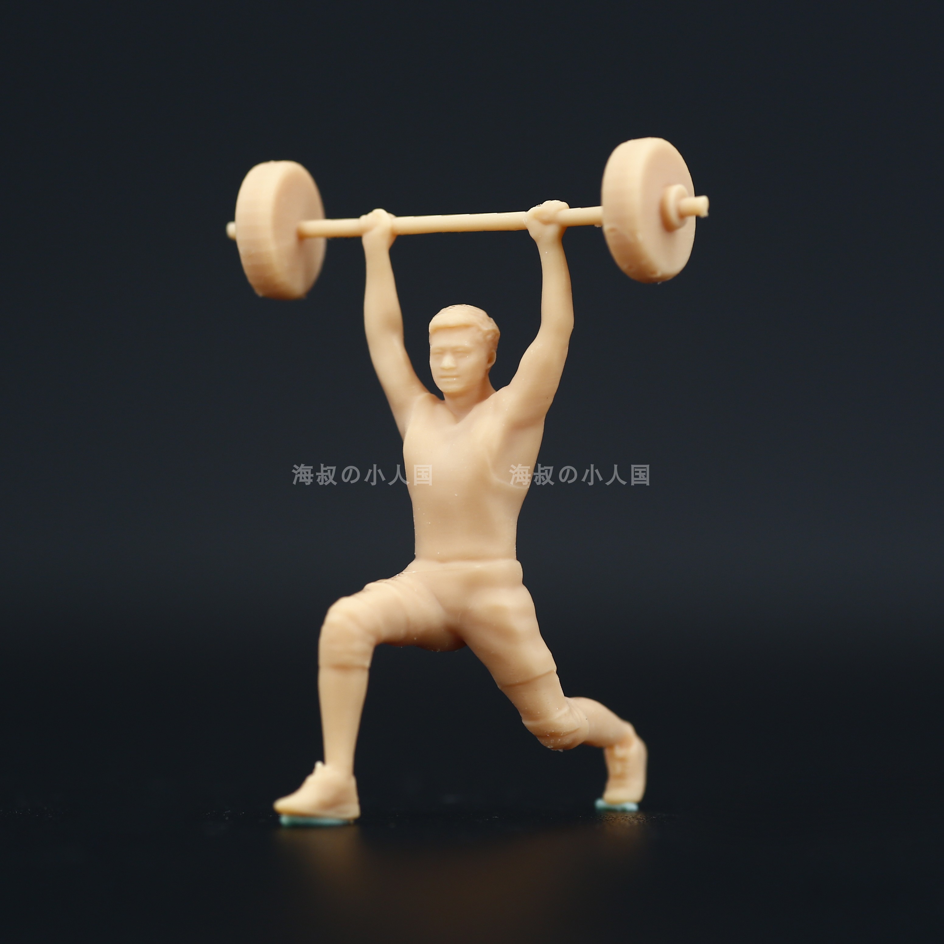 l218举重运动员健身1/64人偶模型摆件手办1/87微缩树脂小人