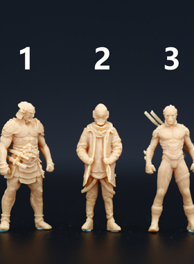 L170鬼武士吉光人身面具1/87白模1/64人偶模型摆件手办微缩小人