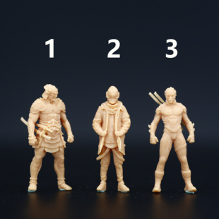 L170鬼武士吉光人身面具1/87白模1/64人偶模型摆件手办微缩小人