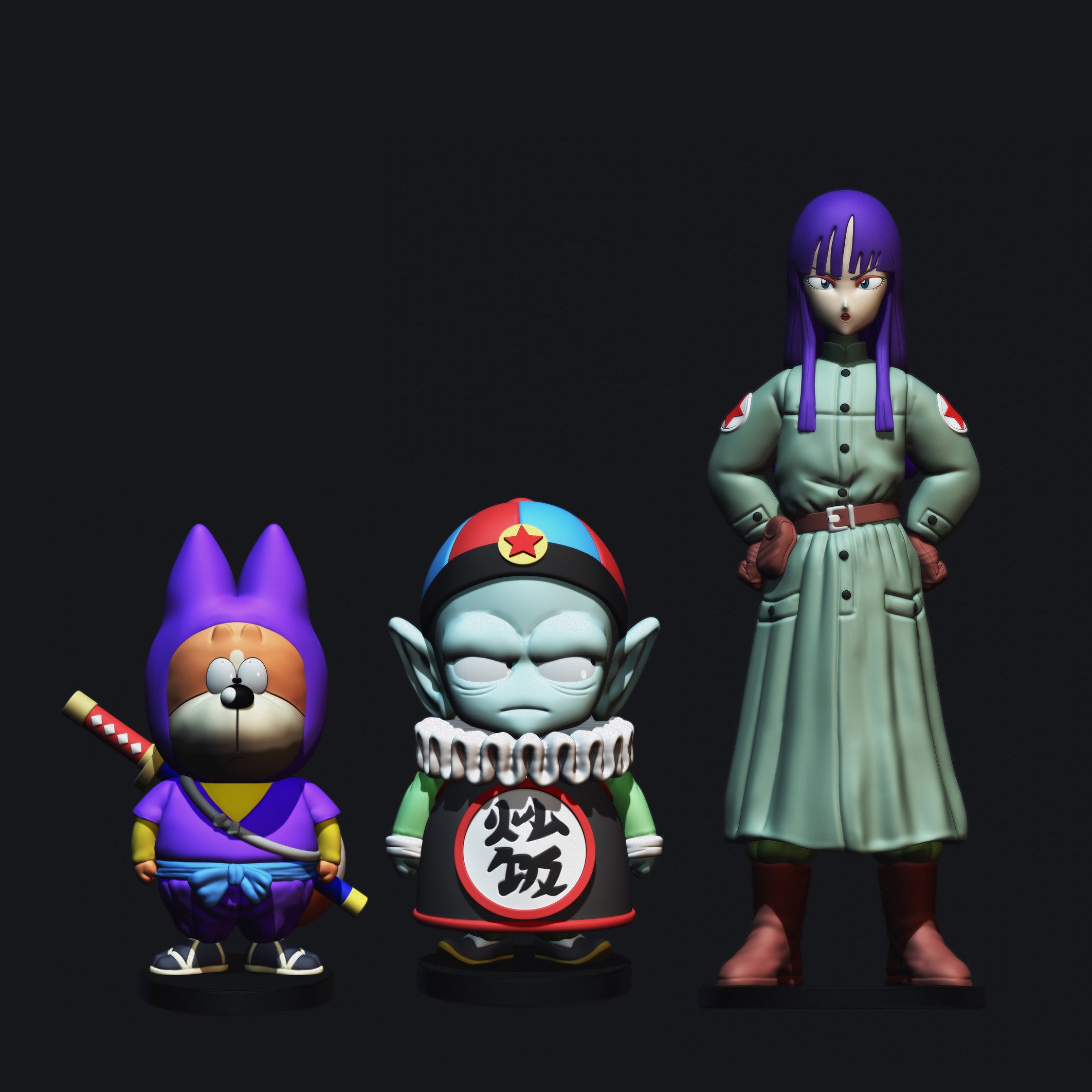 l111七龙珠比克跟班皮拉夫三人组1/64人偶模型微缩景观沙盘小人