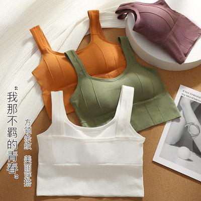 韩版无缝运动美背裹胸女透气无钢圈跑步瑜伽背心百搭可外穿内衣女