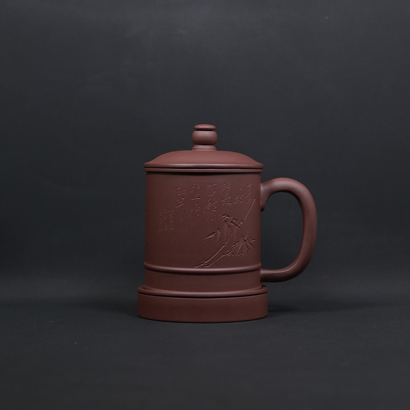 宜兴紫砂茶杯带盖过滤办公杯图片