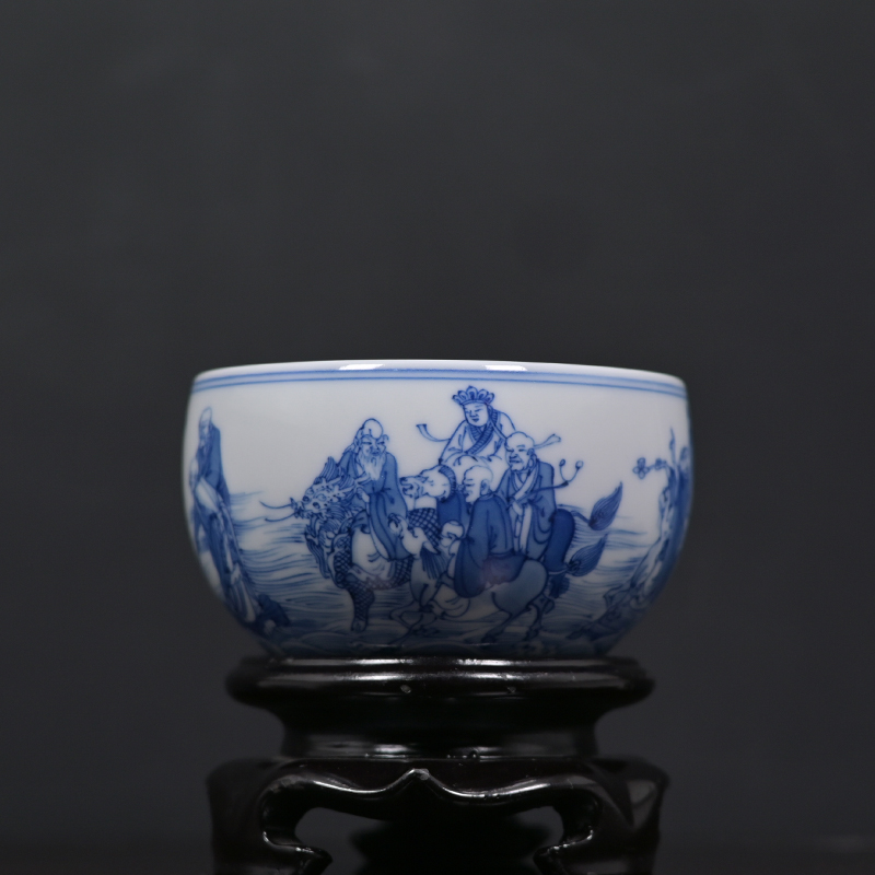 汲老推荐景德镇徐冬贵青花手绘十八罗汉图120CC主人杯茶杯瓷器杯