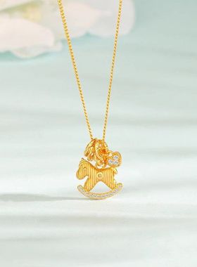 铜钱木马精致项链s925闺蜜礼物