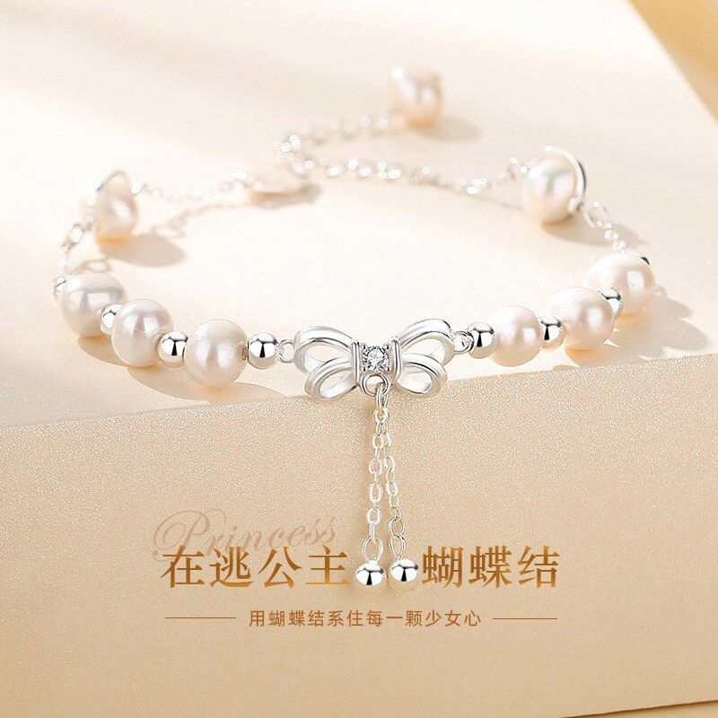 在逃公主蝴蝶结手链s925纯银女生轻奢小众精致新款手饰品工厂批发