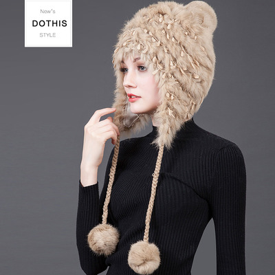 帽子女韩版潮獭兔毛时尚皮草冬季