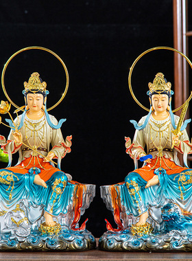 一品天承文殊普贤菩萨树脂佛像华严三圣居家供奉神像坐像摆件