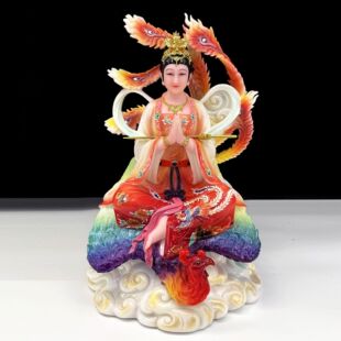 九天玄女神像坐凤凰补天女娲娘娘汉白玉彩绘办公室供奉佛像摆件