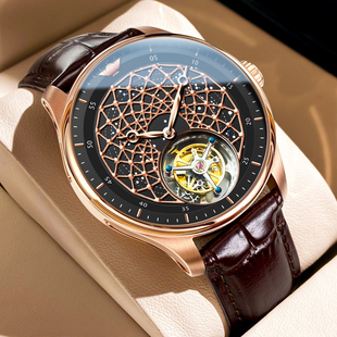 瑞士男机械表真皮8002欧品客旗舰店镂空品牌十大手表男表新款 防水