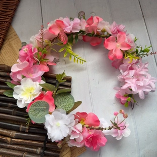 森系仙美花环发饰仿真花朵头箍演出活动拍照写真道具头饰粉色大花