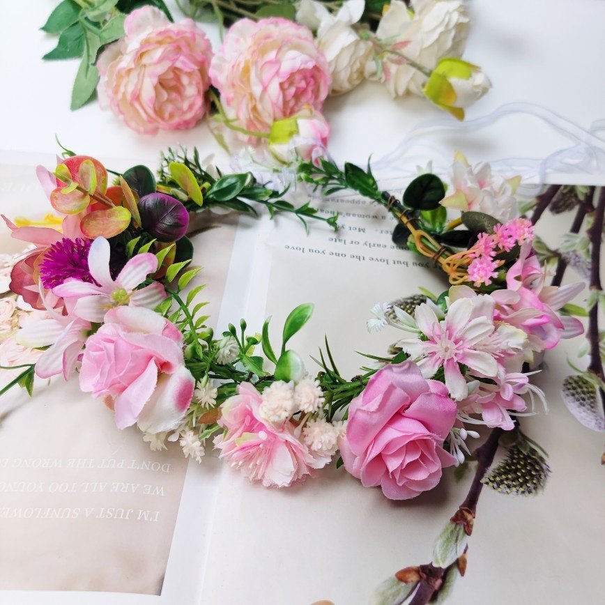 新款原创设计田园风花环毕业季表演成人儿童通用头花环新娘森系仙