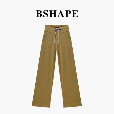 全&新款Throwback漫画腿裸感显瘦显腿长高腰拖地抽绳直筒裤