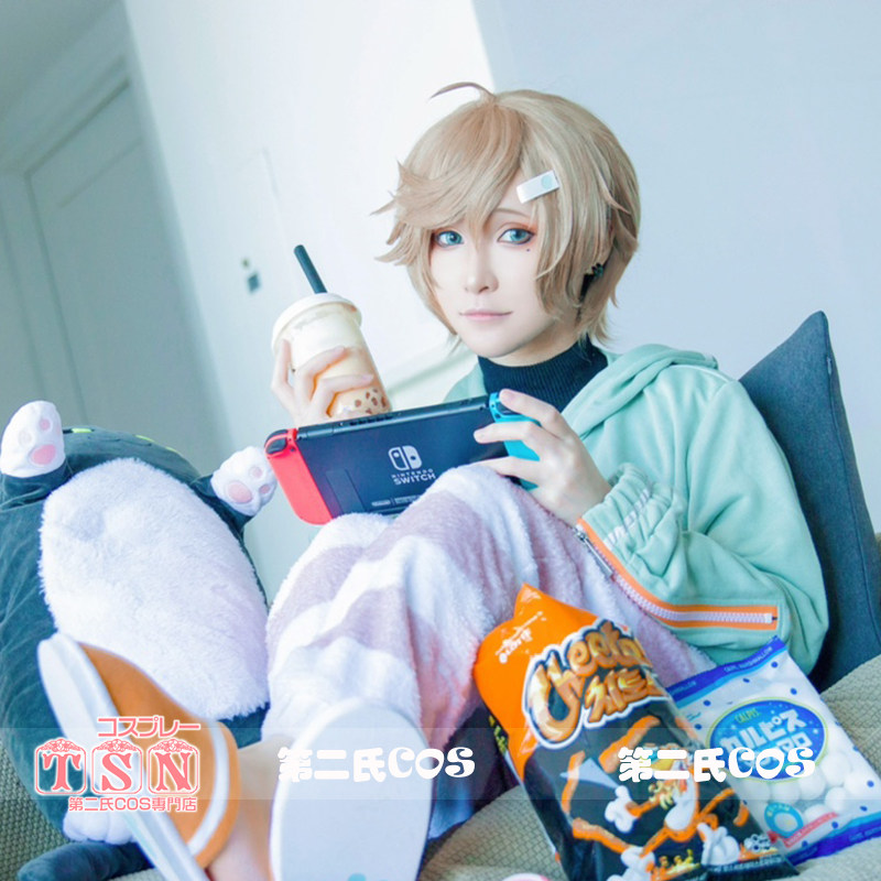 第二氏 vtuber 叶师 叶かなえ 彩虹社浅棕cos假发w43