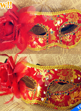 第二氏/COS道具 V家 MEIKO 大姐 红色羽毛花朵精致面具 PJ-58