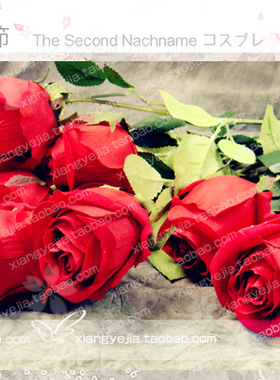 TSN-第二氏/单枝进口绒布玫瑰 情人系 COS配件红/单 HN-01