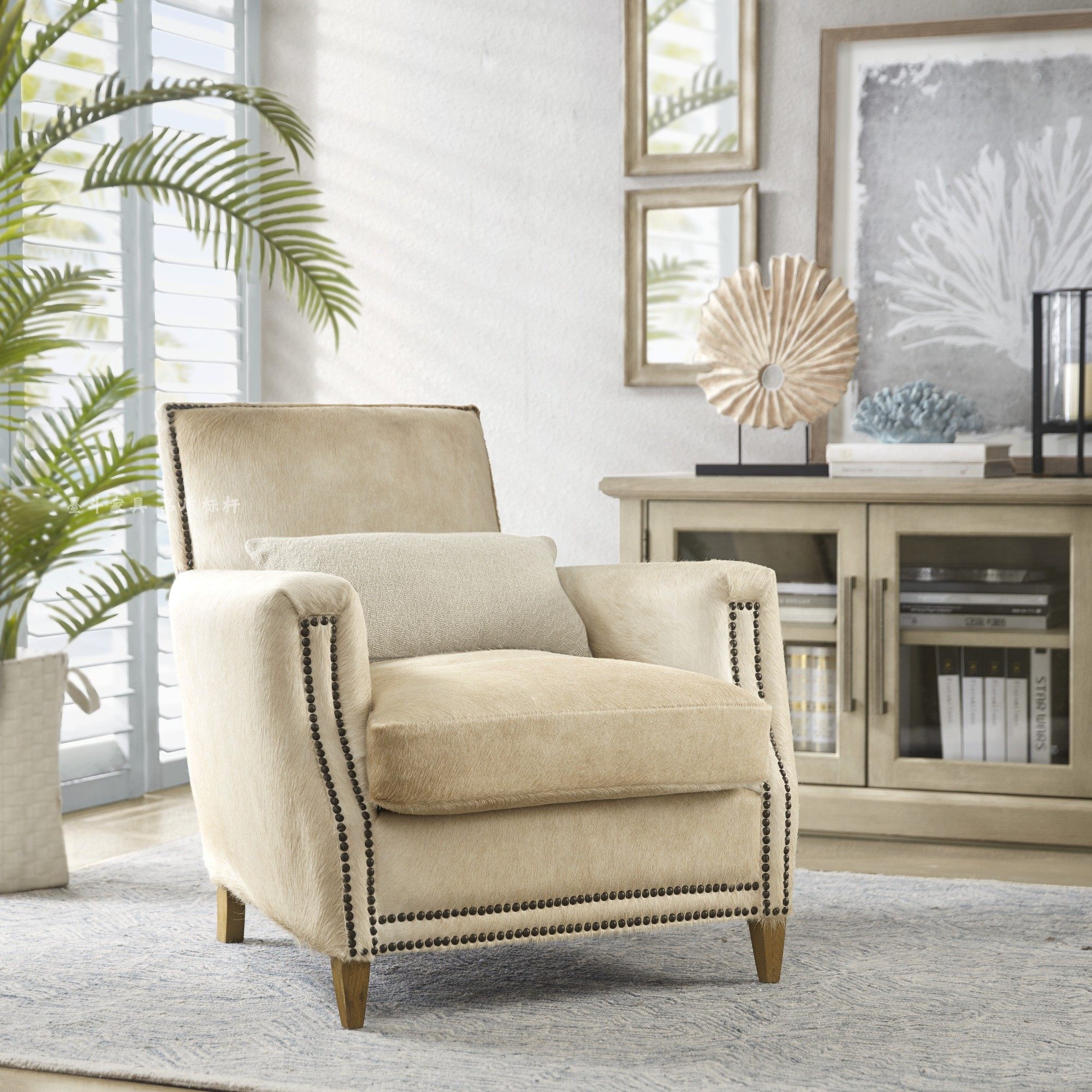 Harbor新款美式真皮客厅轻奢单人位头层牛皮沙发美式休闲椅House,住宅家具,实木沙发,淘宝优惠券,粉丝福利购,淘宝优惠卷