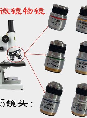 显微镜物镜185型镜头科学实验4倍10倍20倍40倍100倍高清高倍配件