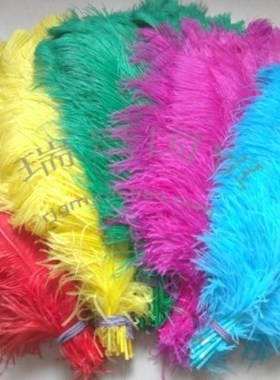 进口粗杆鸵鸟羽毛60-65厘米　白色　彩色鸵鸟毛婚庆装饰