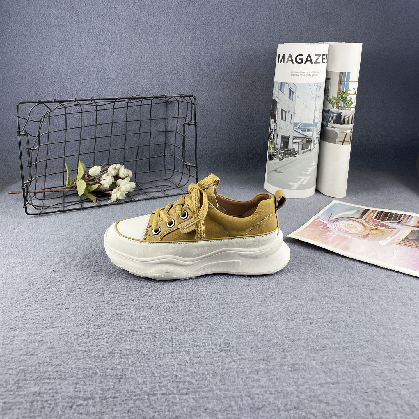 牛皮轻便松糕厚底显瘦百搭休闲鞋